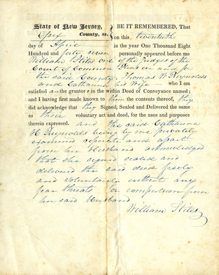          Deed: Catherine H. and Thomas W. Reynolds Property Deed, 1847 picture number 1
   