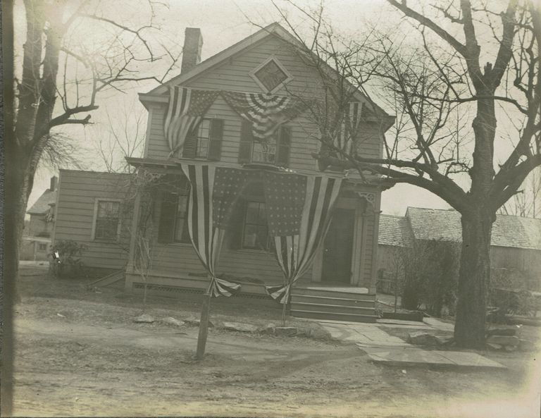          Marshall-Schmidt Album: House Decorated with Bunting, c. 1907 picture number 1
   