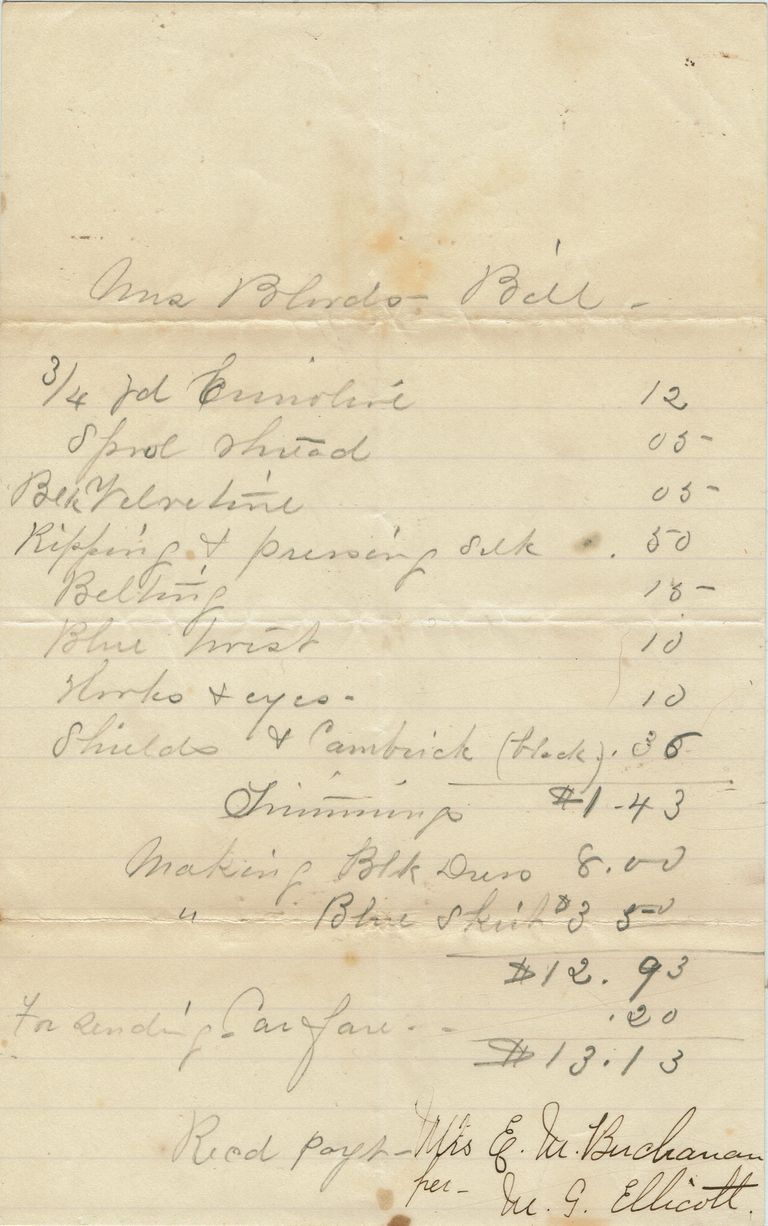          Blood: Dressmaking Bill, c. 1890s picture number 1
   