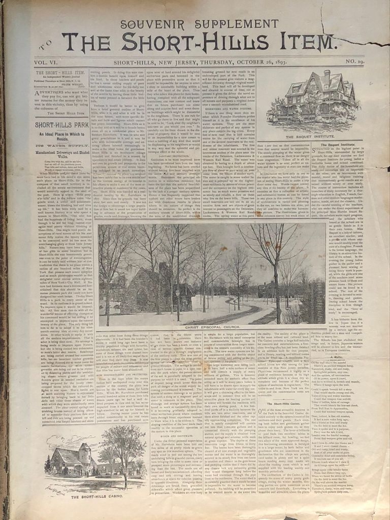          Item: Short-Hills Item Newspaper, October 26, 1893 picture number 1
   