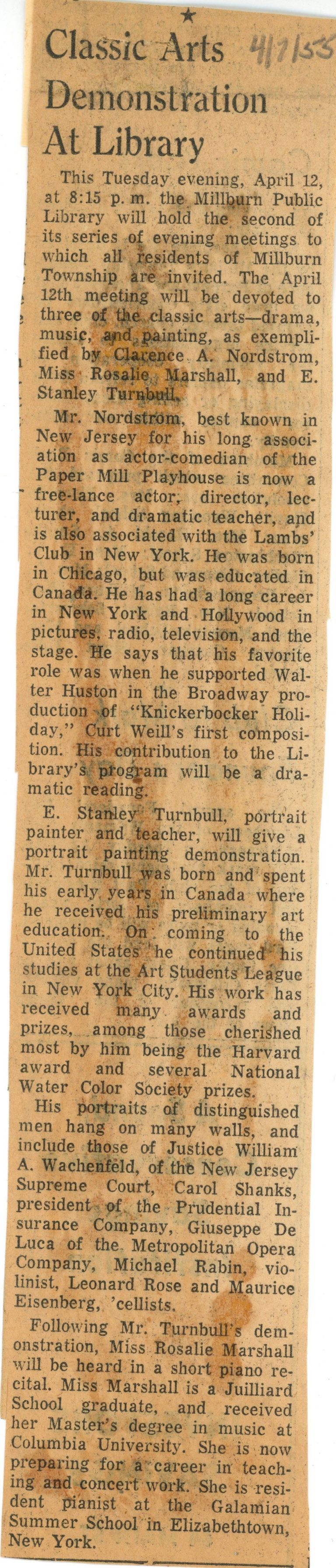          Library: Classic Arts Demonstration at Library, 1955 picture number 1
   