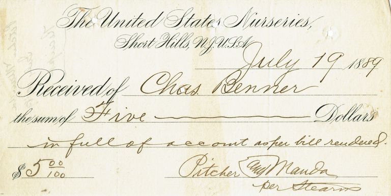          Pitcher & Manda: Receipt for Payment, 1889 picture number 1
   