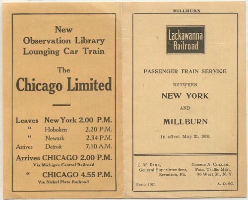          Lackawanna Railroad schedule between New York and Millburn, 1916 picture number 1
   
