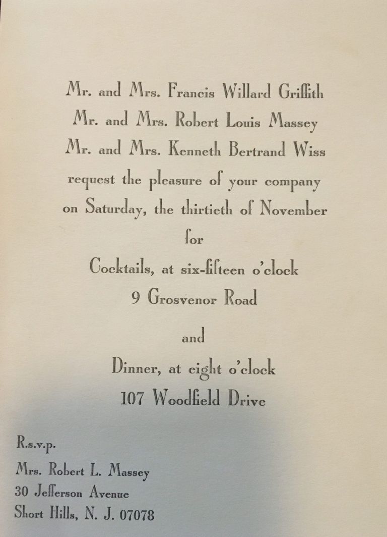          Massey: Invitation From Mrs. Robert L. Massey to Cocktails and Dinner picture number 1
   
