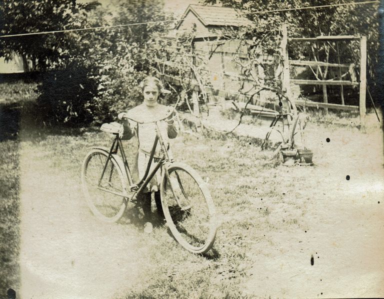          Marshall-Schmidt Album: Margaret Marshall with Bike in Backyard picture number 1
   