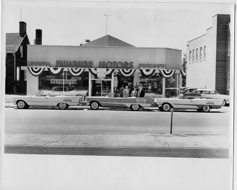          Centennial Parade: Alfred Geissler with DeSotos for Parade at Millburn Motors, 1957 picture number 1
   
