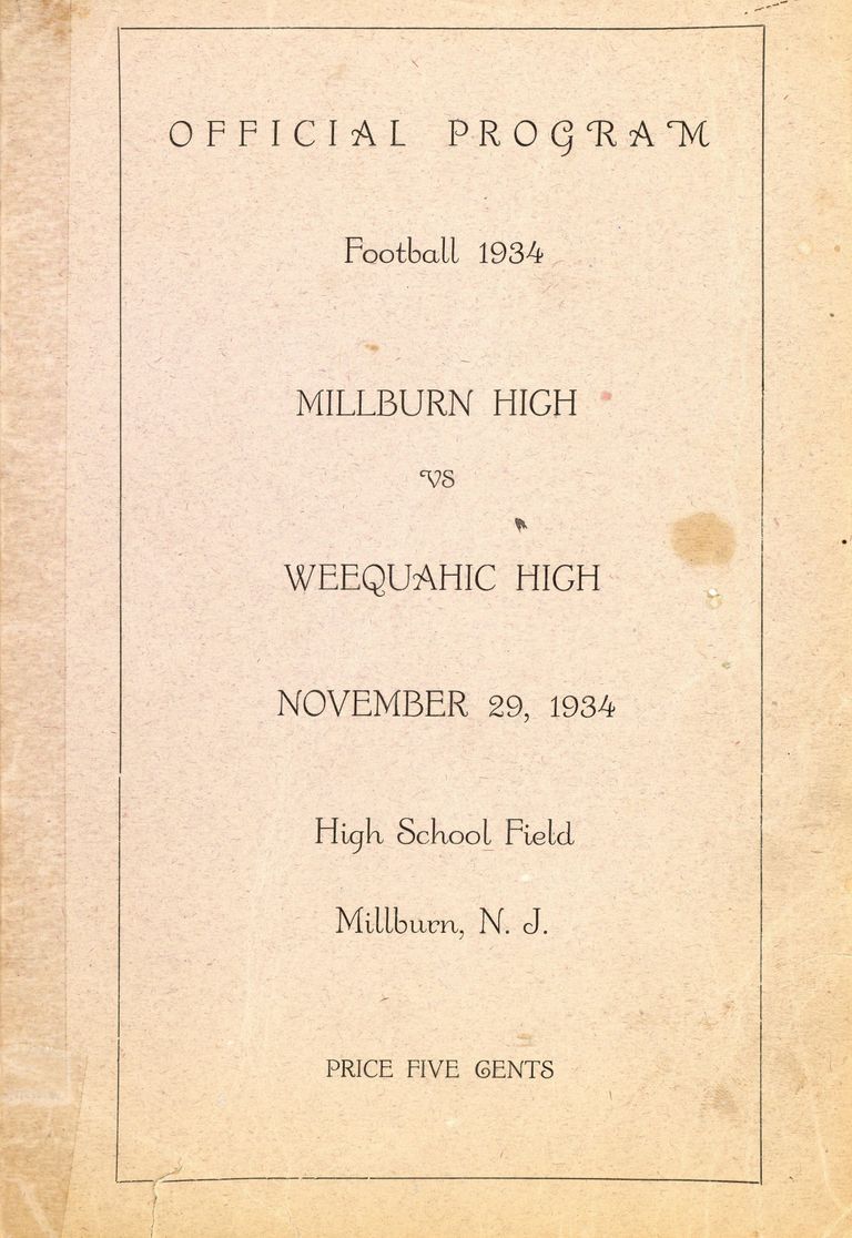          Football: Millburn vs. Weequahic Program, 1934 picture number 1
   