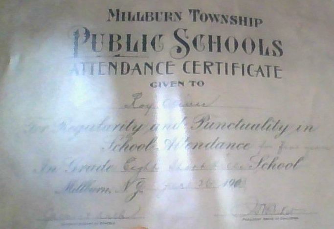          Oliver: Roy Oliver's Short Hills School Certificate of Attendance, 1903 picture number 1
   