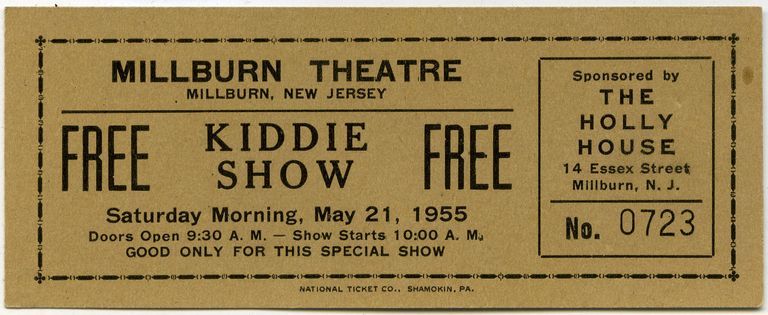          Millburn Theatre Kiddie Show Ticket,1955 picture number 1
   