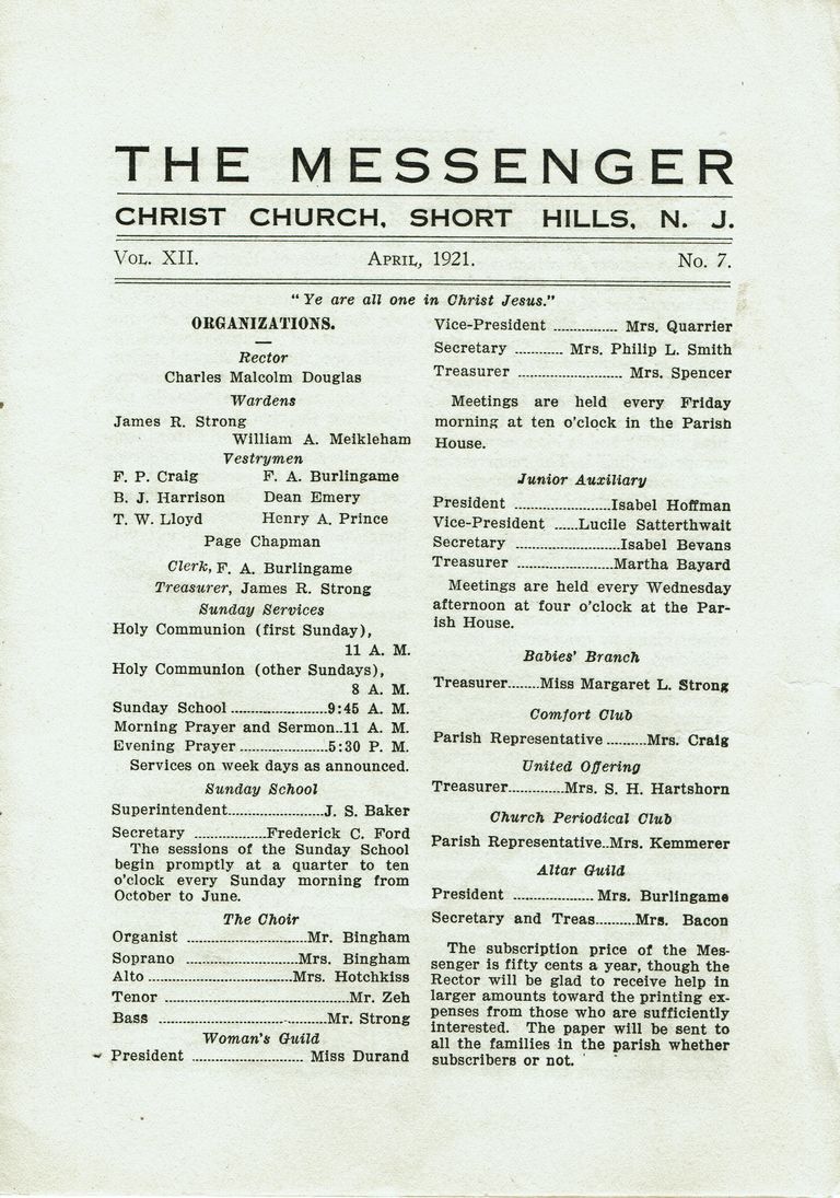          Christ Church: The Messenger, April 1921 picture number 1
   