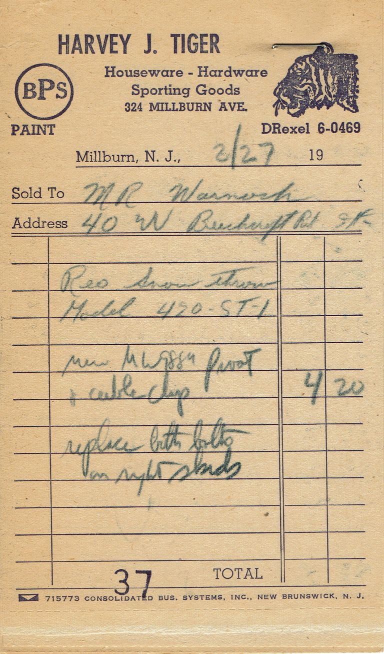          Harvey Tiger: Harvey J. Tiger Hardware Receipts, 1964 picture number 1
   
