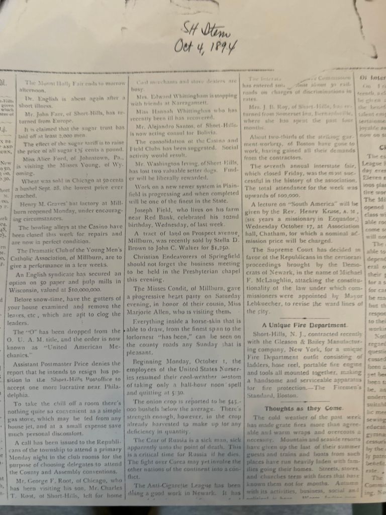          Fire Department: The Item - October 4th, 1894 picture number 1
   