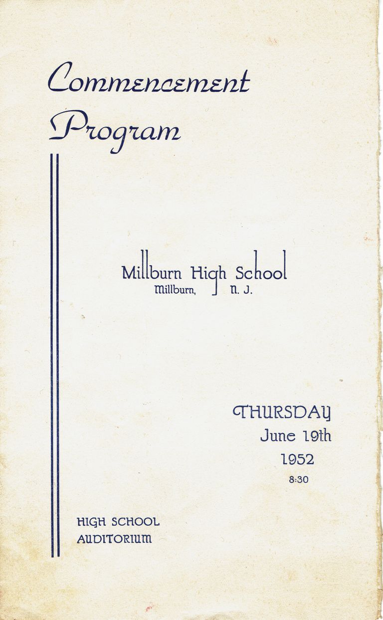         Millburn High School Commencement Program, 1952 picture number 1
   