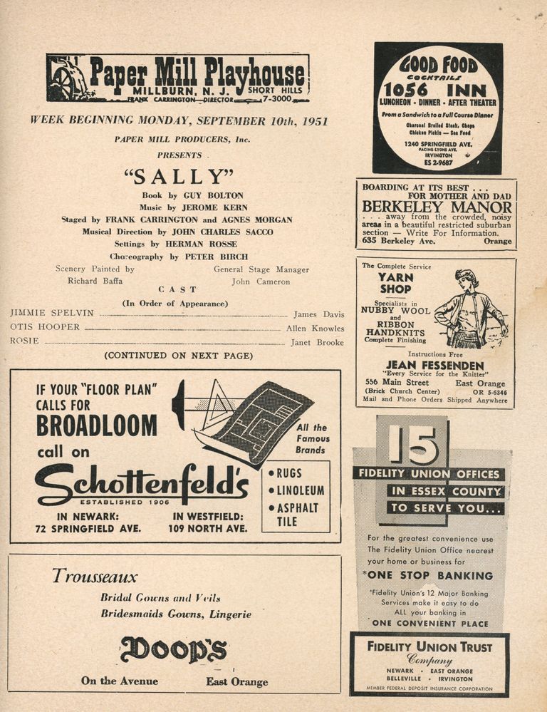          Paper Mill Playhouse Program: Sally, 1951 picture number 1
   