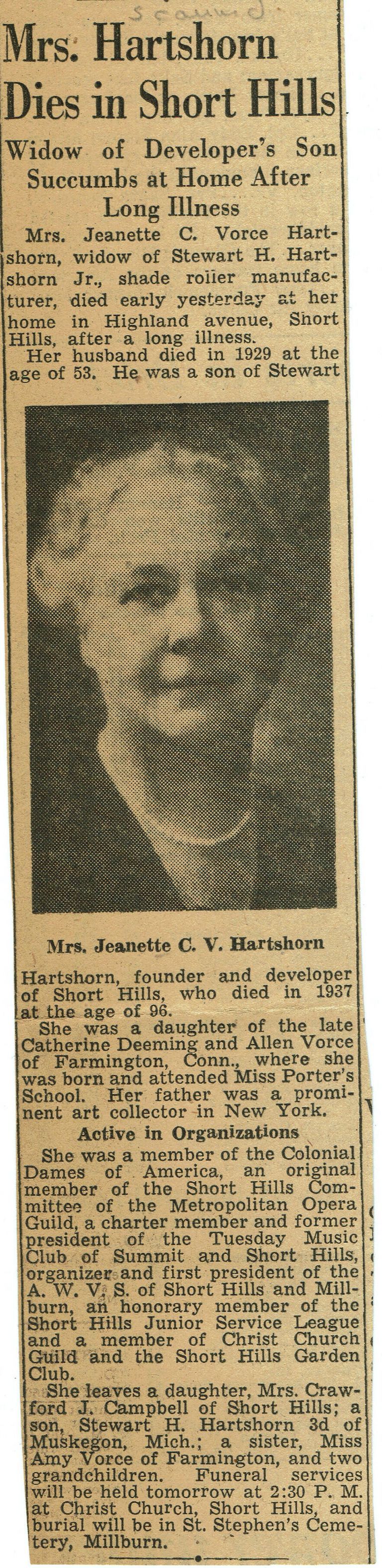          Jeanette C.V. Hartshorn Obituary, April 30, 1945 picture number 1
   