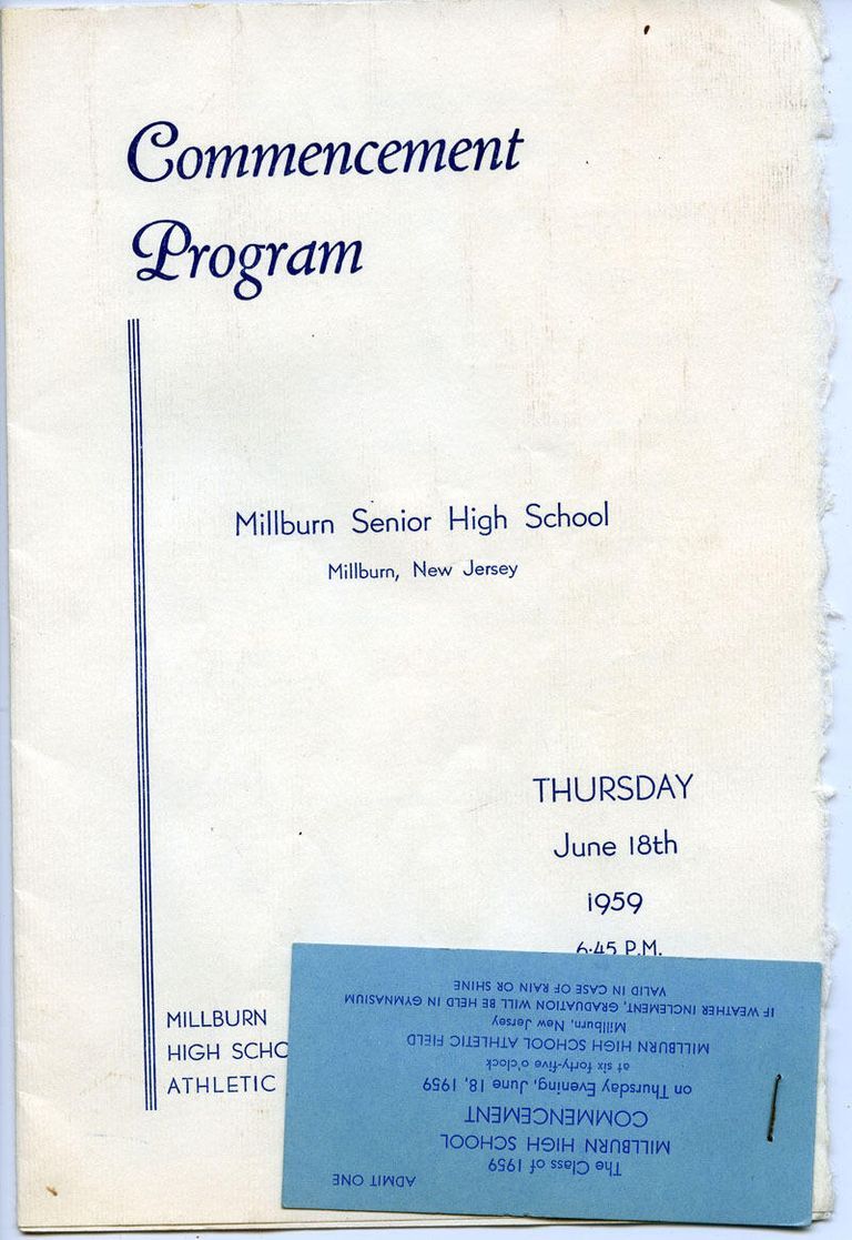          Millburn High School Commencement Program and Ticket, 1959 picture number 1
   