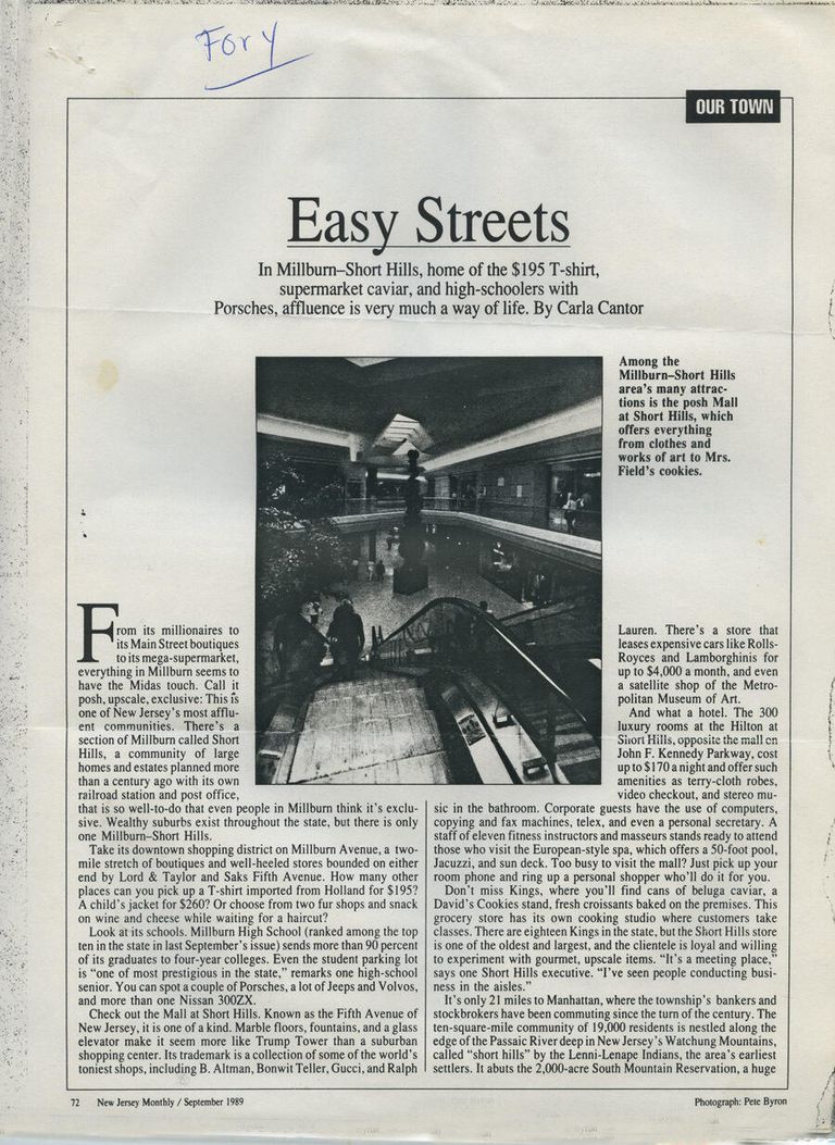          Short Hills Article in New Jersey Monthly, 1989 picture number 1
   