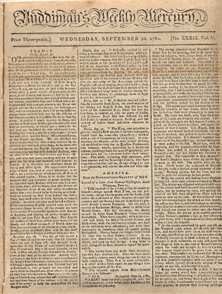          Ruddiman's Weekly Mercury, Wednesday, September 20, 1780
   