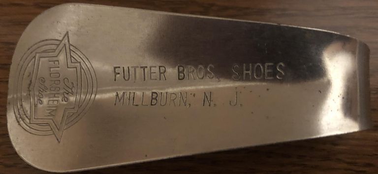          Shoe Horn used at Futter Brothers Shoes in Millburn, NJ; Metal Shoe Horn
   