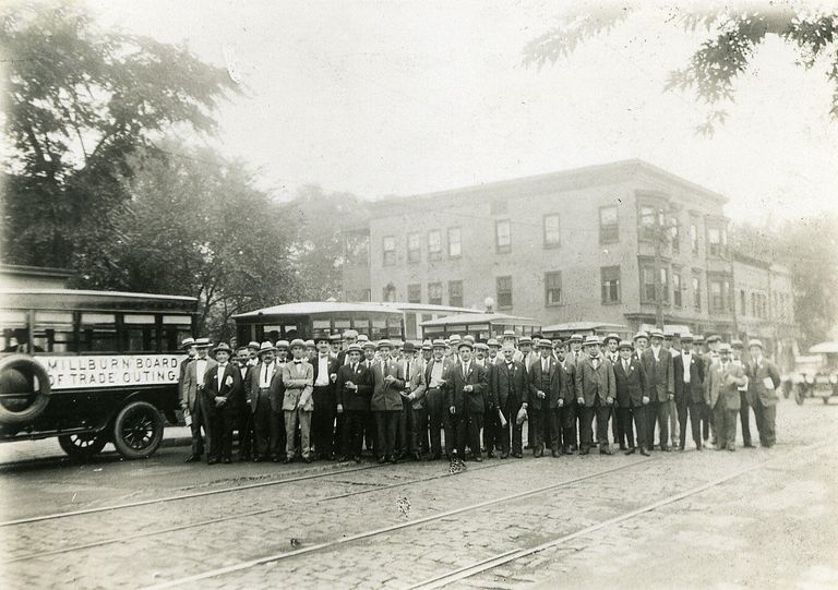          Lined up with waiting busses on Millburn Avenue; Image Id #170
   