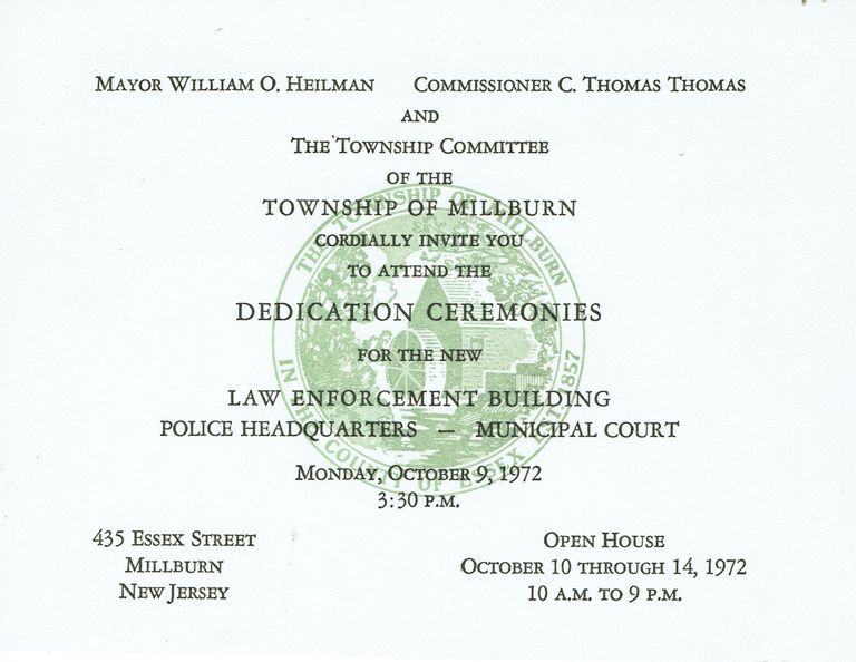          Police Headquarters New Building Dedication Invitation, 1972 picture number 1
   