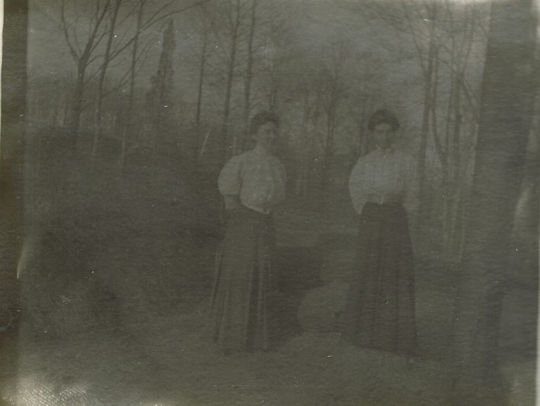          Marshall-Schmidt Album: Two unidentified women standing outdoors picture number 1
   