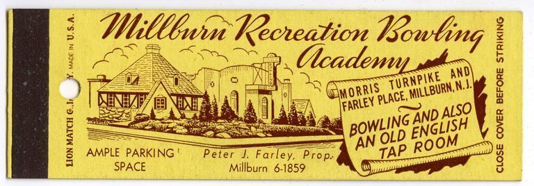          Bowling: Millburn Recreational Bowling Academy Matchbook/Match cover picture number 1
   