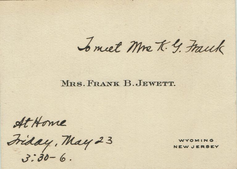          Kellogg: Mrs. Frank B. Jewett Calling Card picture number 1
   