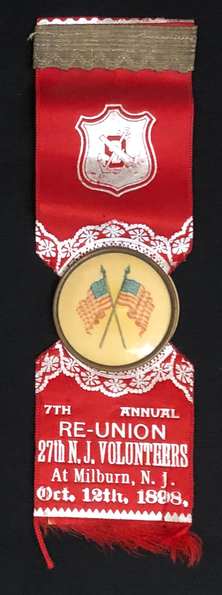          G.A.R: 7th Annual Re-Union of 27th N.J Volunteers Pin, 1898 picture number 1
   