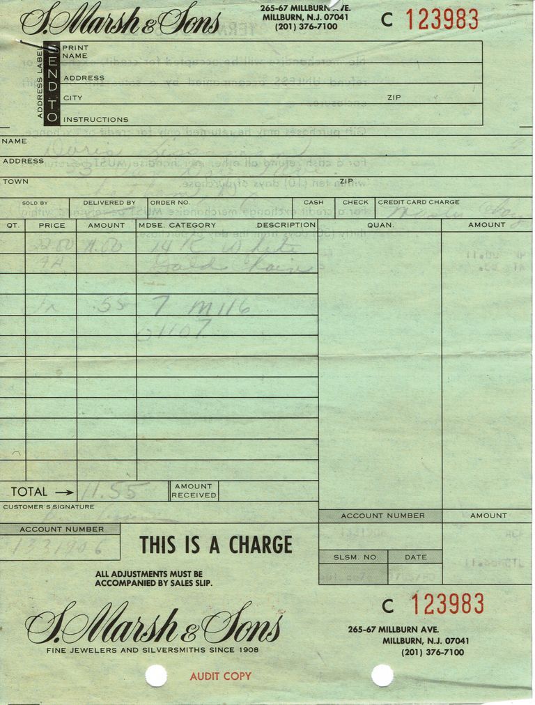          Marsh: S. Marsh & Sons Receipt picture number 1
   