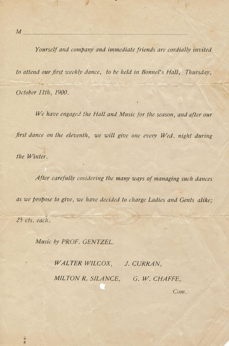          Flanagan: Bonnel Hall Dance Invitation, 1900 picture number 1
   