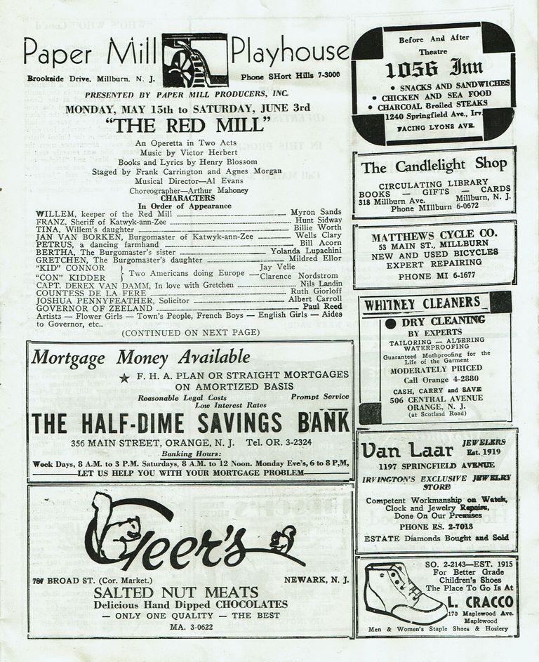          Red Mill, 1944 Paper Mill Playhouse Program picture number 1
   