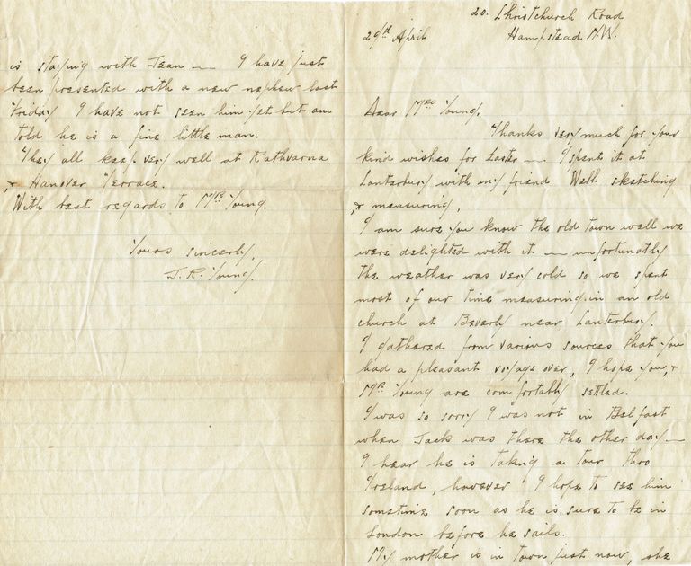          Kellogg: J.R. Young Letter to Mrs. Young from Hampstead, N.W. picture number 1
   