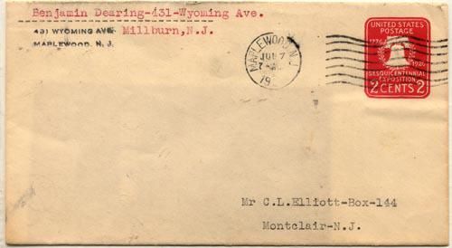          Dearing: Benjamin Dearing to CL Elliott, cancelled envelope, 1929 picture number 1
   