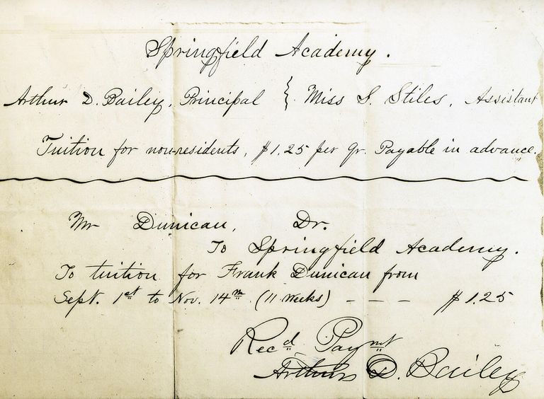          Tuition for Frank Dunican from September 1-November 14, 1874; Image ID 181
   