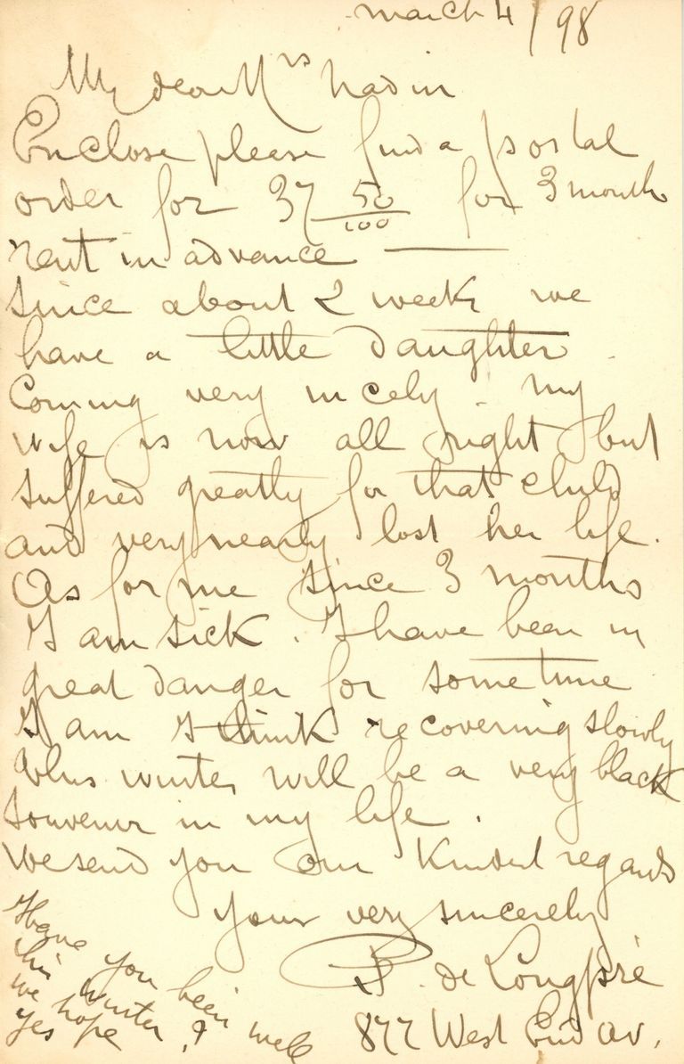          Nadin: Longpre letter to Mary Nadin, 1898 picture number 1
   