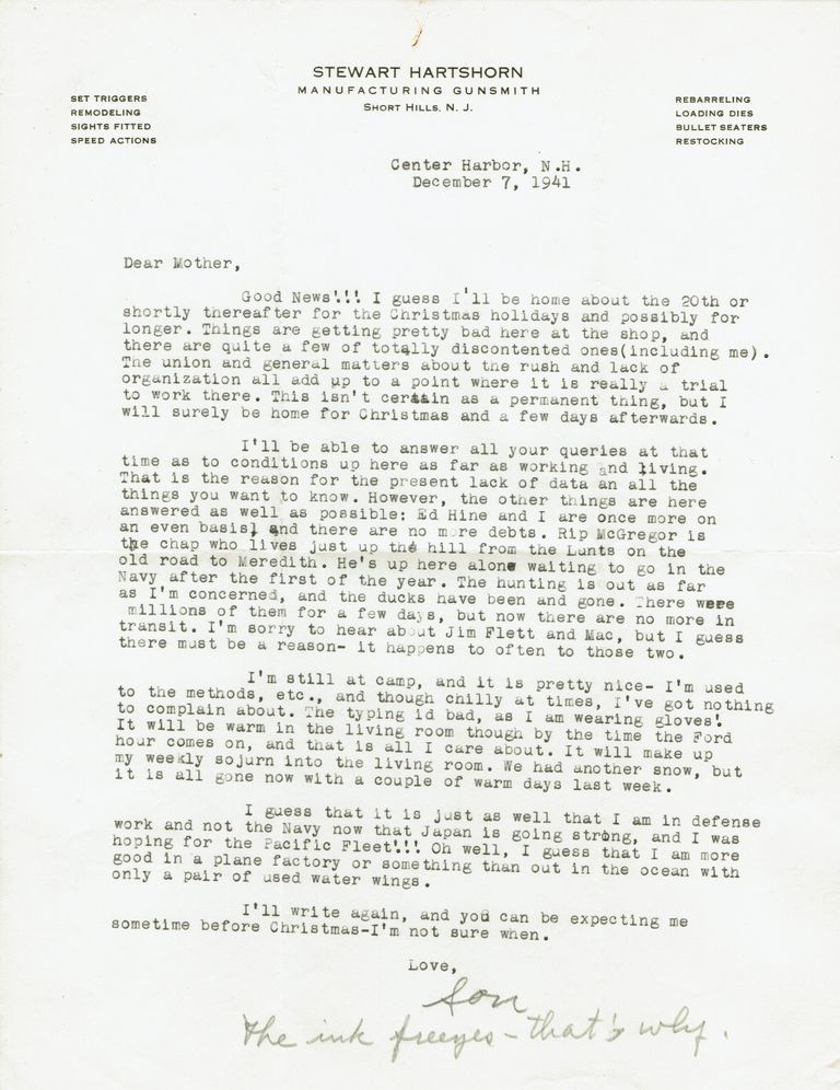          Hartshorn: Stewart Henry Hartshorn, Jr. Letter about War Defense Work, 1941 picture number 1
   