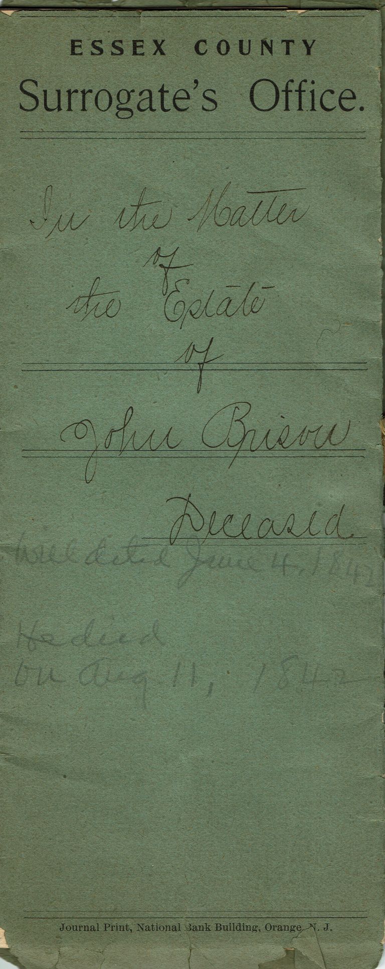          Brison: John Brison Last Will and Testament, 1842 picture number 1
   