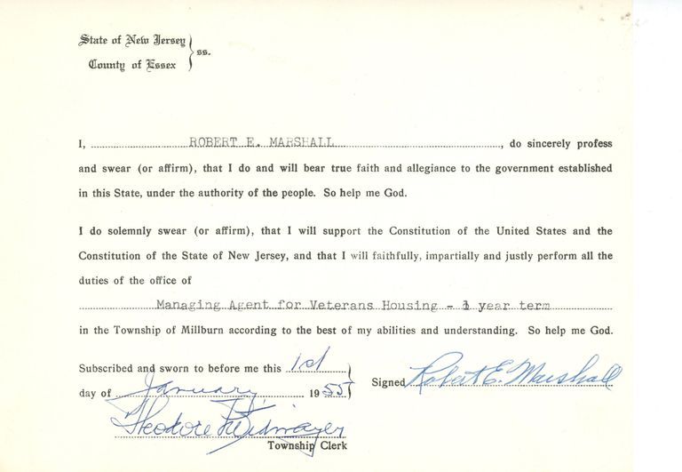          Marshall: Robert E. Marshall Veterans Housing Manager Certificates, 1955-1957 picture number 1
   