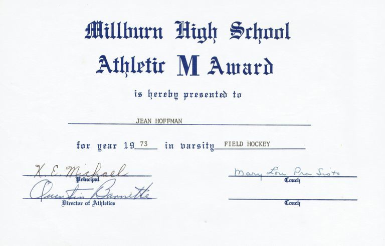          Millburn High School: Varsity Letter Award Field Hockey, 1973 picture number 1
   