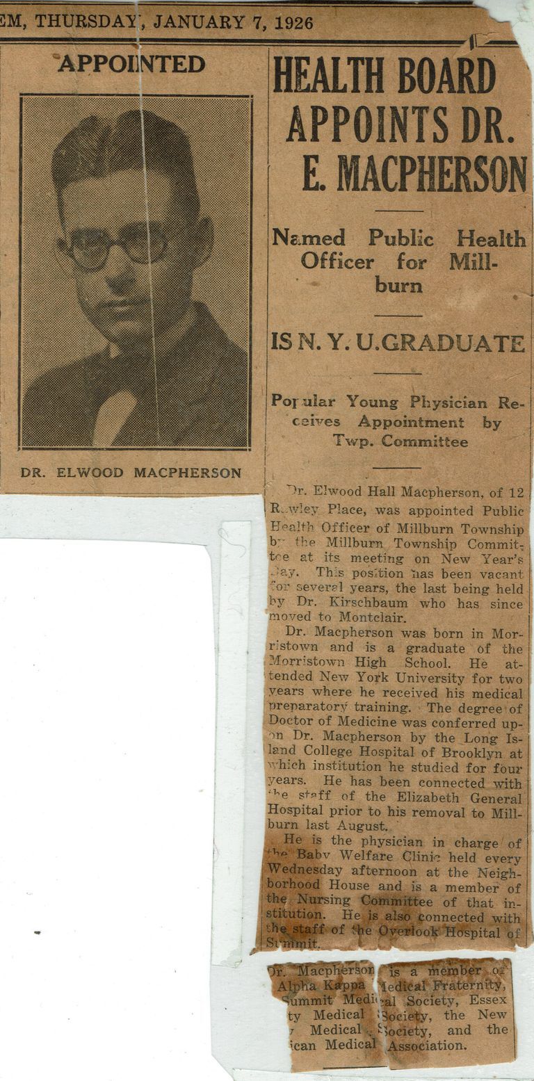          Macpherson: Elwood Macpherson Appointed Public Health Officer, 1926 picture number 1
   