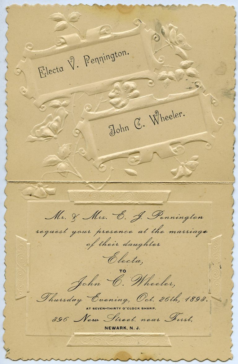          Pennington & Wheeler Wedding Invitation, 1893 picture number 1
   