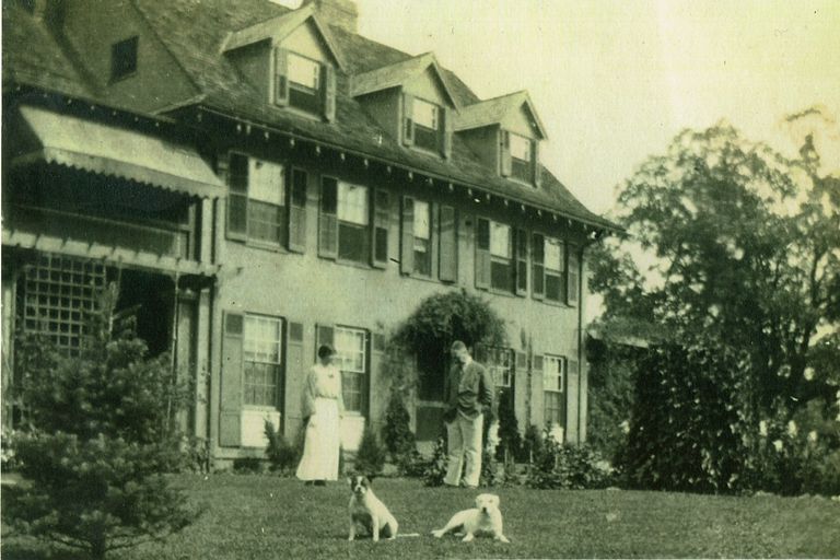          Rhodes: Effie and Frederick Leland Rhodes in the garden at 17 Birch Lane picture number 1
   