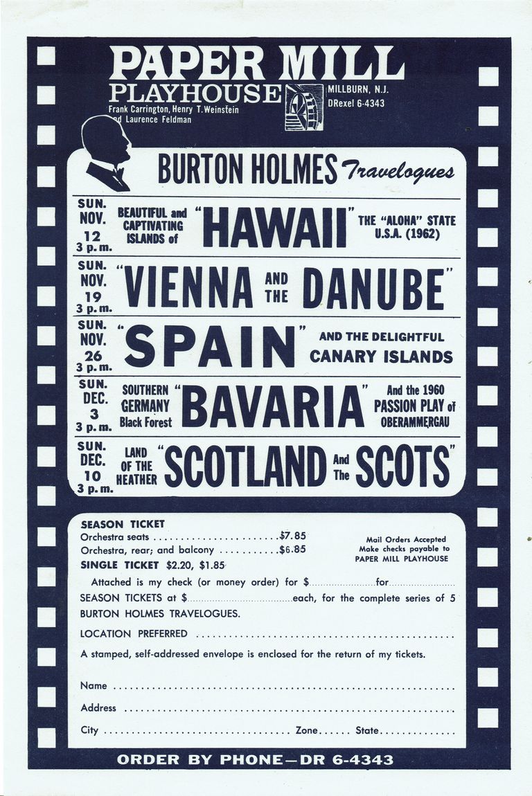          Paper Mill Playhouse Burton Holmes Travelogues Flyer, 1961 picture number 1
   