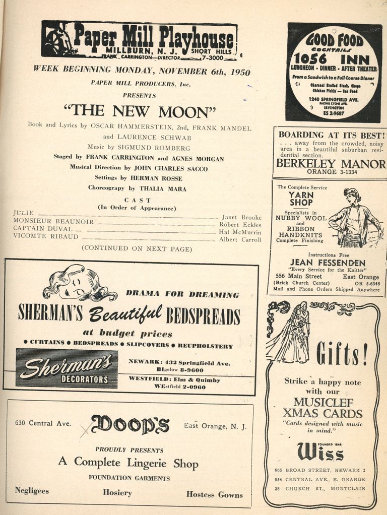          Paper Mill Playhouse Program: The New Moon, 1950 picture number 1
   