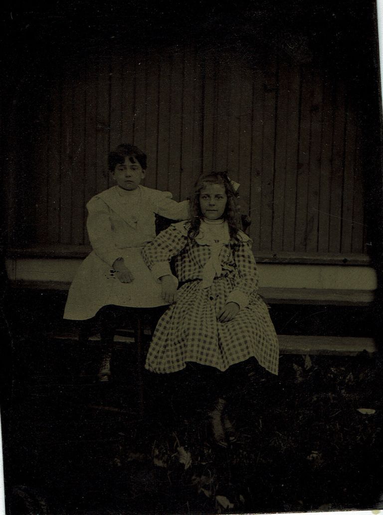          Brison: Tintype of Young Emilie Benson Welsh and Sister Elizabeth Benson, c. late 1850s picture number 1
   