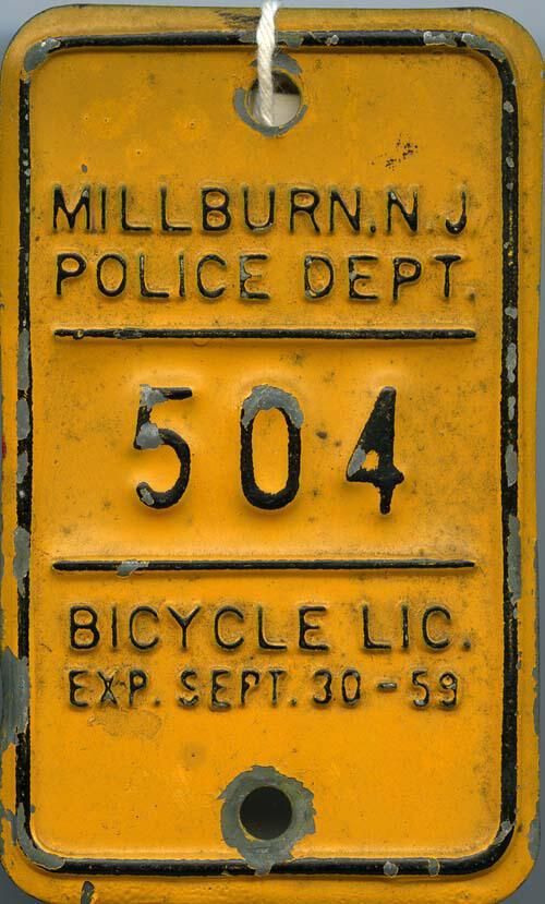          Millburn Township Bicycle License, 1959 picture number 1
   