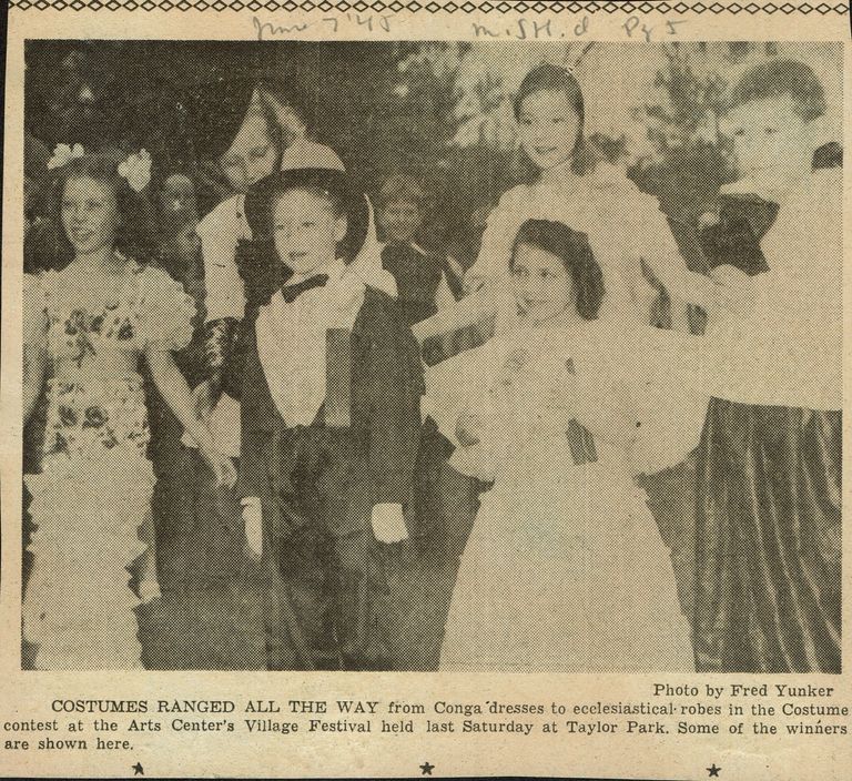          Millburn Art Center 1945 Scrapbook: Village Festival Costume Contest Reporting, 1945 picture number 1
   