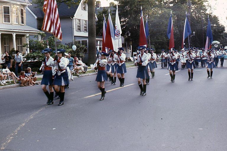          July 4: Bicentennial Parade-Female marchers in Red, White, Blue Costume picture number 1
   