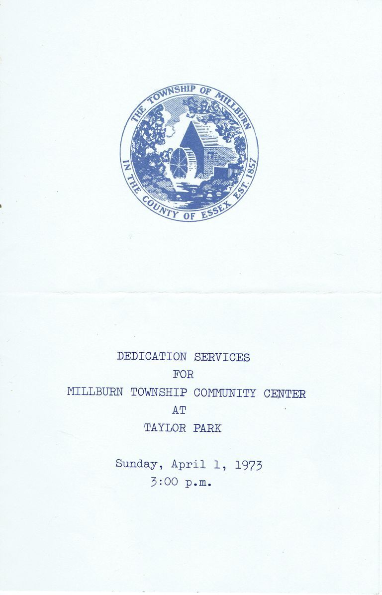          Millburn Township Community Center at Taylor Park Dedication Program, 1973 picture number 1
   